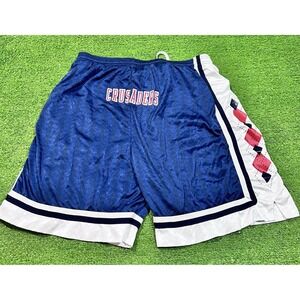 Vintage Basketball Shorts LG Blue Red White Side Argyle 3D Checker 90s Speedline